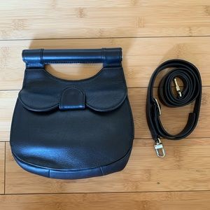 STAUD black leather crossover clutch purse